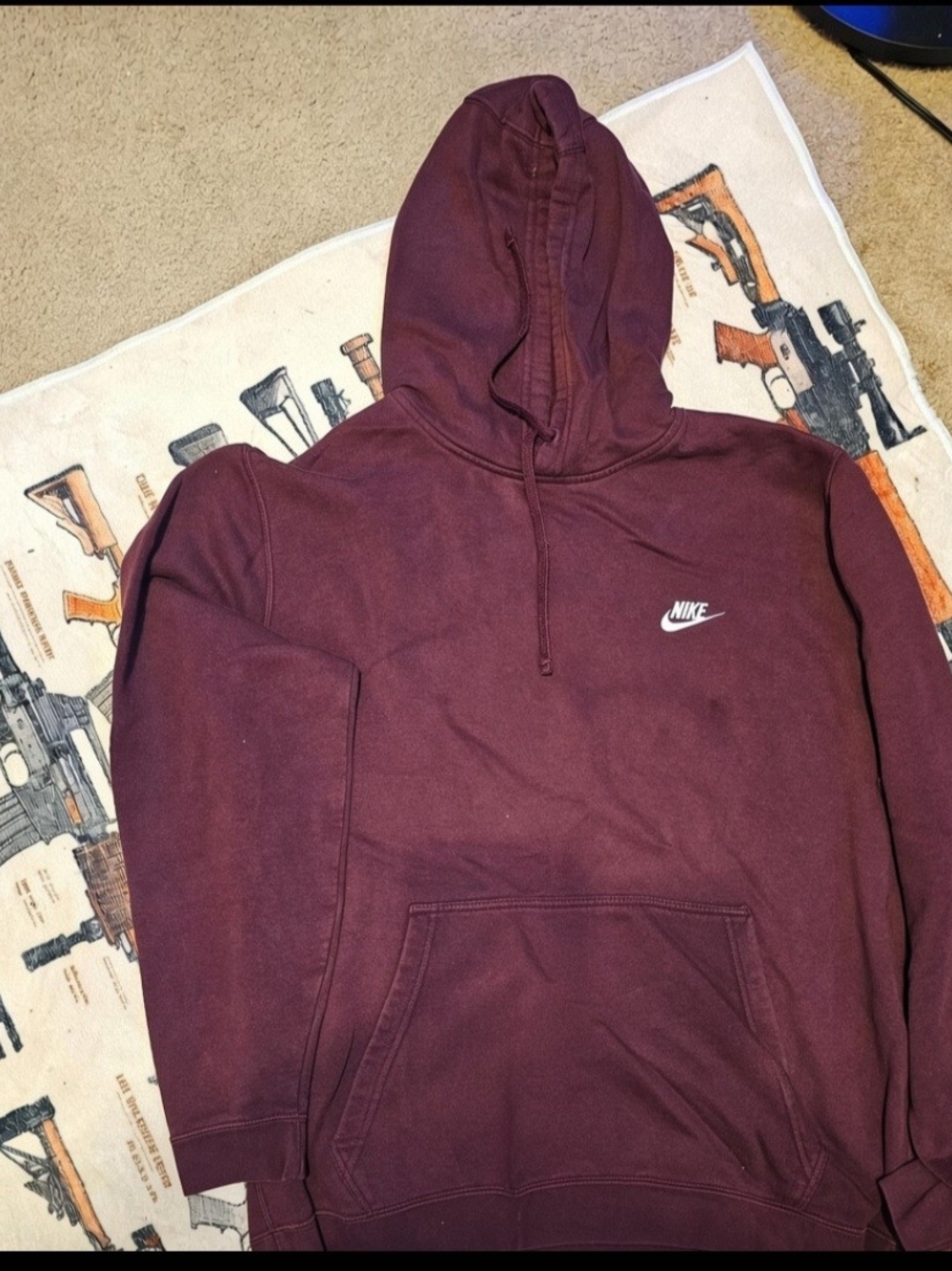 Nike Burgundy Pullover Hoodie with White Logo